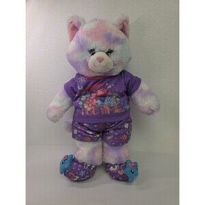 16" Custom Build A Bear Pink Purple Blue Pastel Swirl Cat Stuffed Plush Clothing